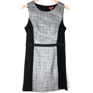 ELLE Dress Sheath Tweed Sleeveless Fitted Plaid Minimalist Colorblock Size 6